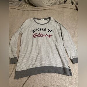 Maurices Gray and White Striped Top